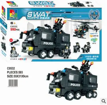 Модели C, строительные игрушки, совместимые с C0531-C0536, C0550, C0552, полицейские блоки, игрушки для хобби, для мальчиков и девочек, модели, строительные наборы - Цвет: Without Original Box