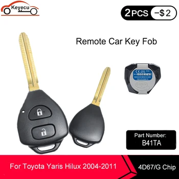 

Keyecu Genuine Remote Car Key Fob 2 Button 433MHZ 4D67 / G Chip for Toyota Hilux 2004-2014,Yaris 2005-2014,P/N: B41TA