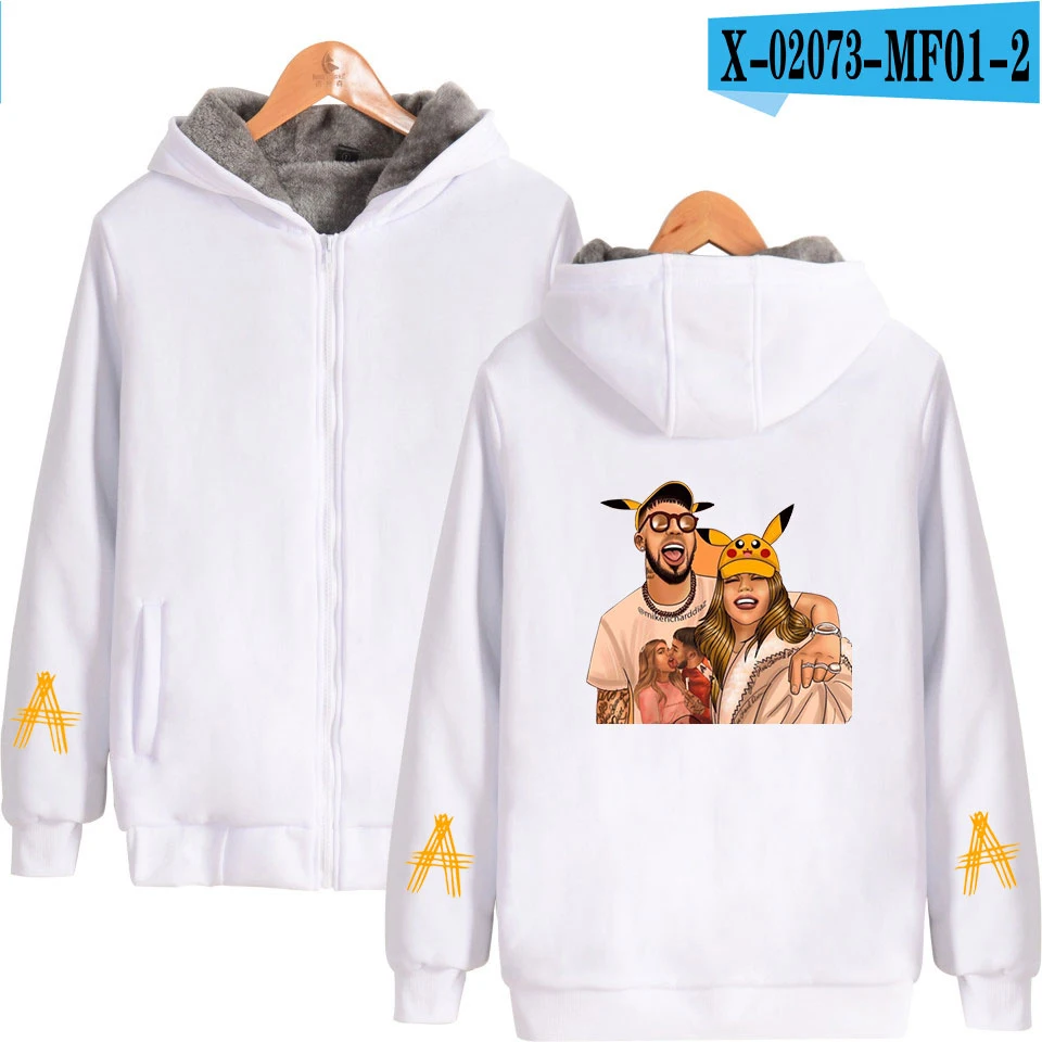 Anuel AA, хип-хоп, настоящий Hasta la Muerte, толстовки на молнии, парки, крутая Мода для мужчин/wo, мужские повседневные Бархатные утепленные толстовки на молнии - Цвет: MF01