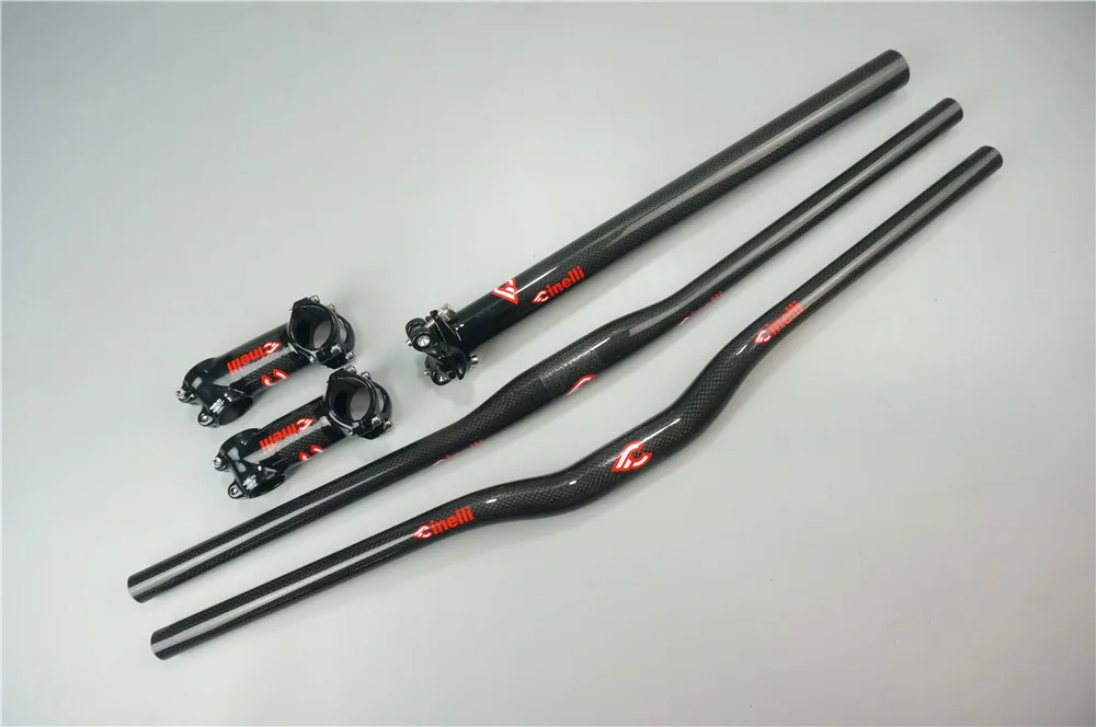 

New CINELLI bicycle parts full carbon fiber handlebar stem and seatpost three peice