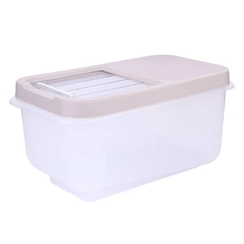 

Plastic Rice Bucket Case Moisture-proof Transparent Cereals Dried Food Container Box P7Ding