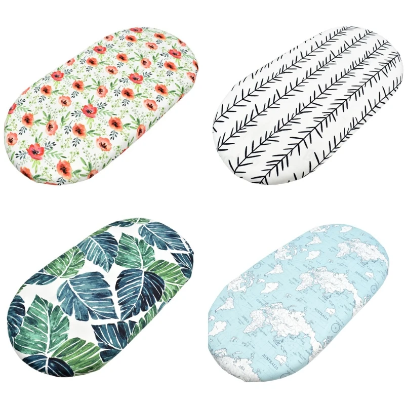 

Baby Moses Basket Bed Crib Care Pad Covers Print Fitted Sheet Soft Stretchy Craddle Sheets for Mattress Mat Cover Bedding