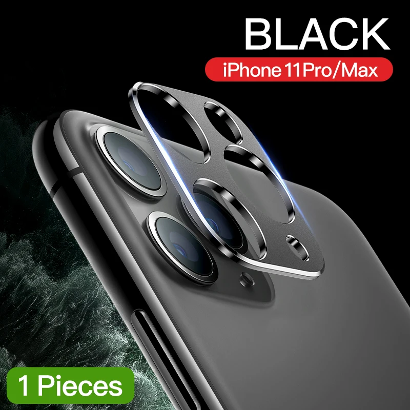 Защитное кольцо для объектива камеры на iPhone 11 Pro защитная рамка для iPhone 11Pro MAX телефон металлический сплав защитная накладка для задней панели телефона - Цвет: 1pc black metal