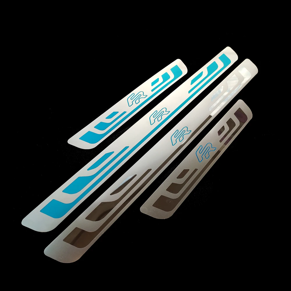 Auto Accessories For SEAT mii electric Toledo Leon Cupra Ibiza FR Stainless Steel Door Sill Trim Protectors Styling Sticker 4Pcs