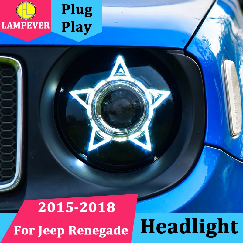 Автомобильный Стайлинг, фары в сборе для JEEP Renegade, светодиодные фары,,,, головная лампа с двумя линзами, Биксеноновые Hid