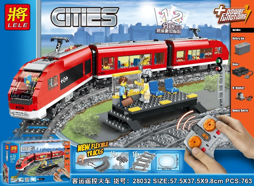 LELE 28032 Technic City Высокоскоростная Модель пассажирского поезда, набор строительных блоков из 763 деталей, игрушки в подарок, совместимы с городскими 7638