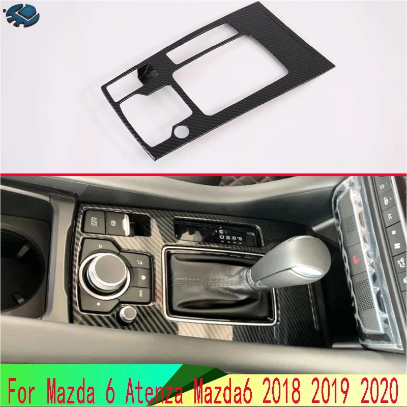 

Для Mazda 6 Atenza 2018 2019 2020 автомобильные аксессуары стильная панель переключения передач из углеродного волокна центральная консоль крышка отделка