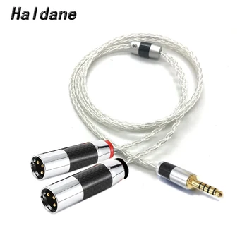 

Haldane HIFI 7N-OCC Silver Plated 4.4mm Balanced to Dual 2x 3pin XLR Balanced Male Audio Adapter Cable 4.4 to XLR Balanced Cable