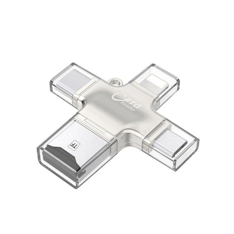 Горячая 4 в 1 многофункциональный считыватель карт памяти Micro-SD/TF кардридер для Apple Android type-C компьютер USB