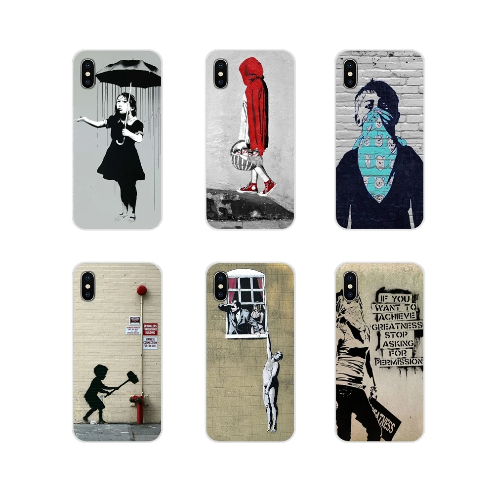 Прозрачный чехол из ТПУ для Xiaomi Redmi Note 3 4 5 6 7 8 Pro Mi Max Mix 2 2S Pocophone F1 Funny Street Art Banksy Graffiti |