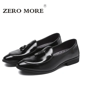 

ZERO MORE Tassel Mens Shoes Casual Round Toe Slip On Shoes Men Loafers Formal Solid Men Shoes Luxury