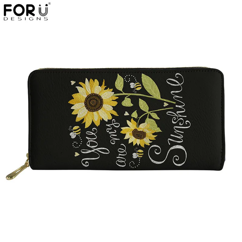 FORUDESIGNS кошельки с рисунком подсолнухов женские клатчи кошельки из искусственной кожи с надписью You are my sunshine кошелек для девушек Рождественский подарок - Цвет: HMA637Z21