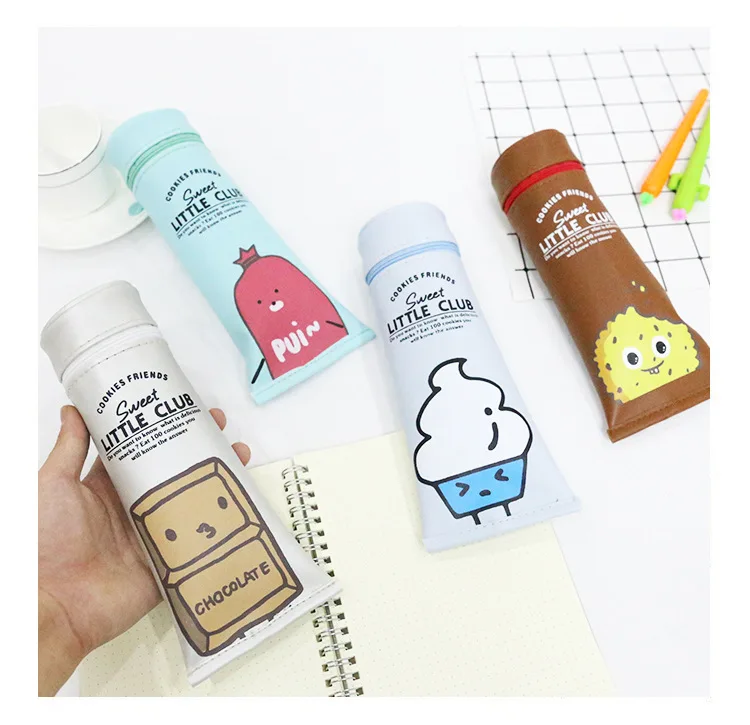 

Large Capacity Toothpaste shape Pencil Cases Biscuits Creative Food Printing Pencil Bag For Boy Girl Student Pencil Box