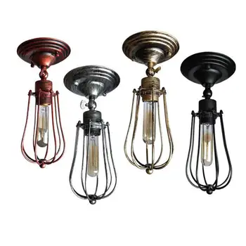 

Black Vintage Ceiling Light,Rustic Metal Cage flush mount lamp for Hallway Stairway Kitchen Garage, Wall lamp for home