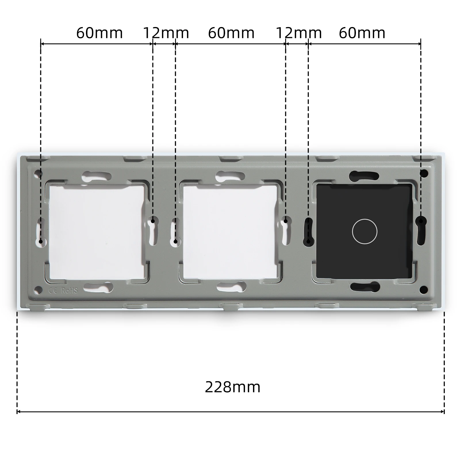 BSEED Only Glass Panel 228mm Pearl White Black Gloden Crystal Glass Frame With Metal Frame For Wall Socket Switch Function Part wall socket switch