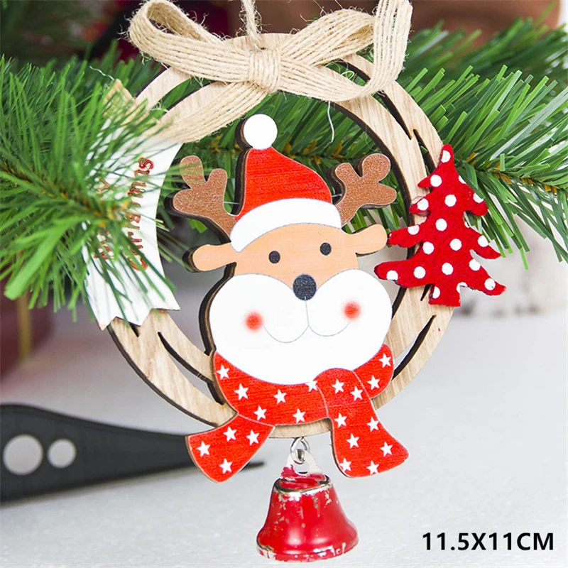 Elk bells Год Рождество Лось деревянные украшения для рождественской елки деревянная подвеска DIY Декор Noel Рождественское украшение для дома детский подарок - Color: Elk bells