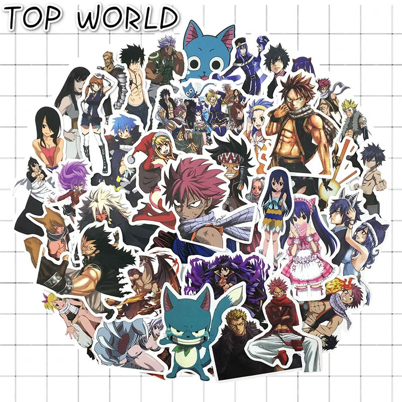 10/50 pcs/lot Japan Anime Fairy Tail Pvc Waterproof Doodling Sticker For Moto Suitcase Skateboard Luggage Laptop Scooter