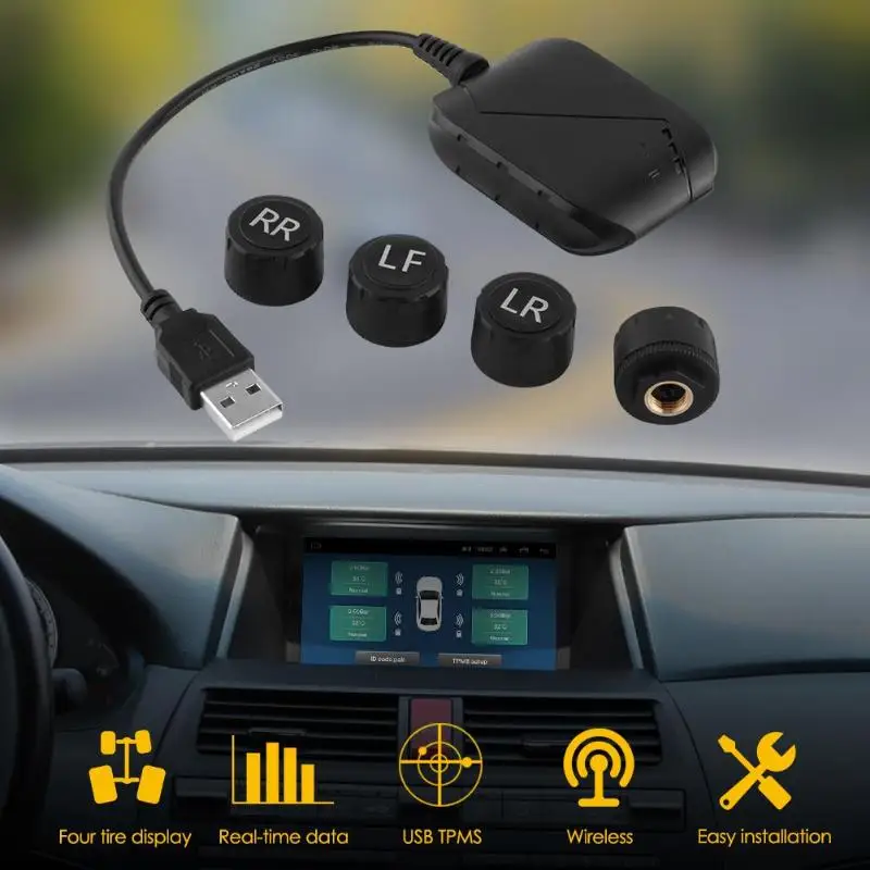 USB автомобильный TPMS автоматическая система контроля давления в шинах для Android навигации полный диапазон точный мониторинг плода стабильность