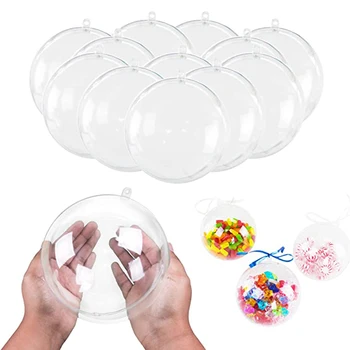 

20PCS Christmas Tree Clear Ball Bubbles Transparent Ball Plastic Fillable Sphere Hanging Ornament For Wedding Gift Box