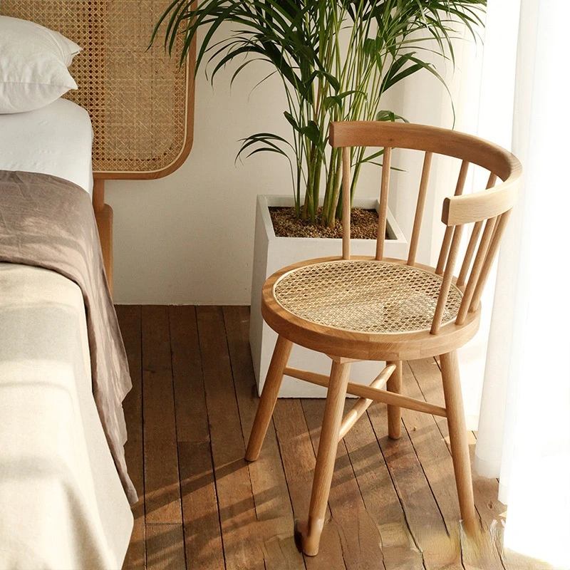 Silla de Vintage de madera maciza, sillón de Red con respaldo rojo, muebles Vintage para el ratán|Sillas cafetería| -