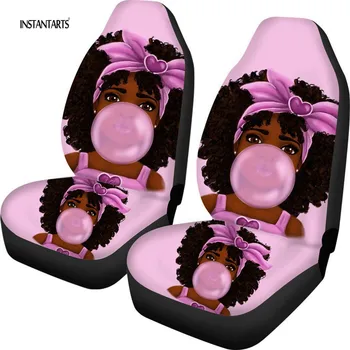 

INSTANTARTS African Art Afro Girl Pink Car Seat Covers for Women Girls Car Interior Decor Front Seat Protect 2pcs Universal Fit