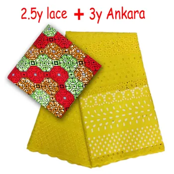 

Ankara African Java cotton fabric real 2020 wax popular Dubai style 3+2.5 Swiss voile lace 2019 latest tissu for wedding dress