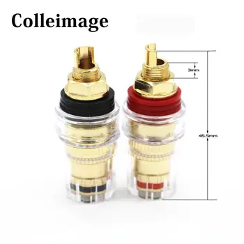 

Colleimage Hifi 4Pcs Amplifier Speaker Terminal Board Connector 4MM Gold Plated Binding Post For 4mm Banana Plug Jack Connector