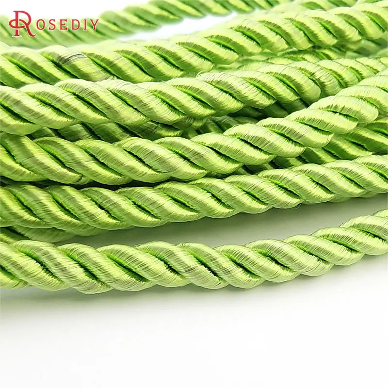 Light Green 5 м диаметр 5 мм 8 мм сатин полиэстер три нити витых шнуров Веревка Diy фурнитура Аксессуары(FP1009 - Цвет: Light Green