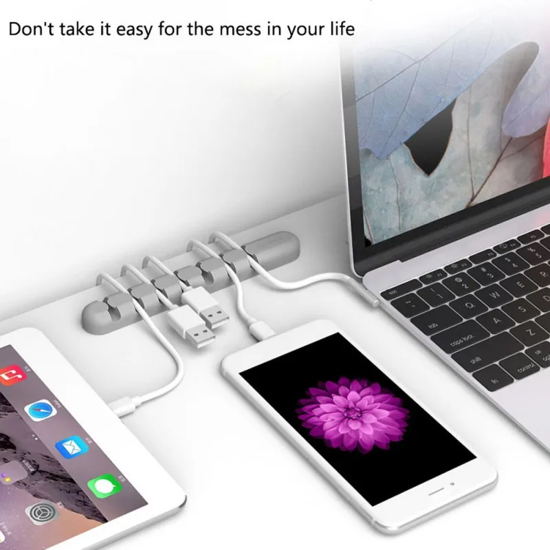 Держатель для usb-кабеля силиконовые Кабельные прихваты гибкий кабель намотки управление зажимы держатель для мыши клавиатуры наушники гарнитура