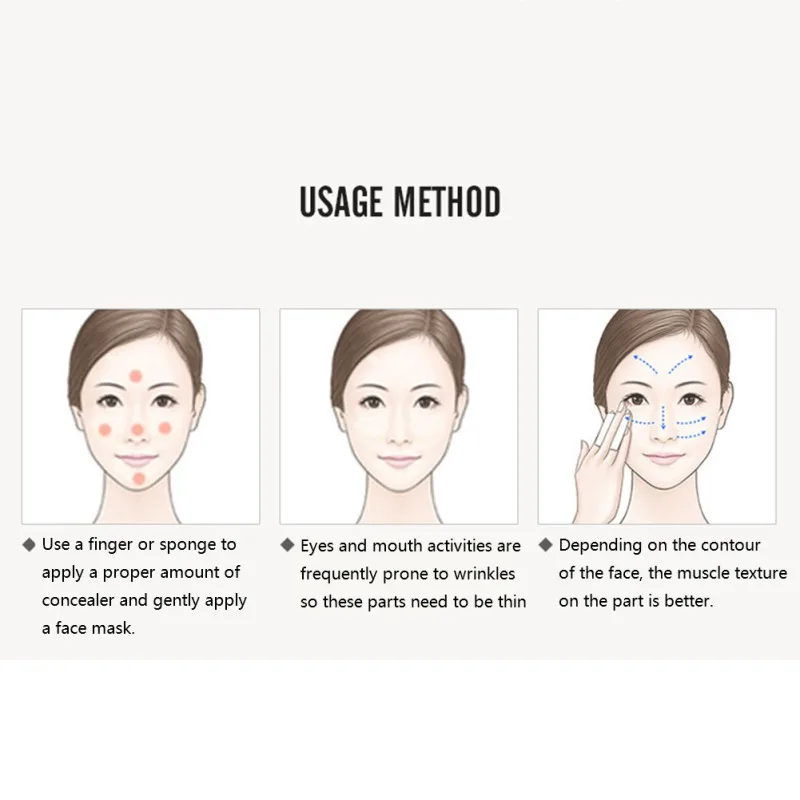 Face Concealer Cover Dark Circles Acne Freckles Hide Pores Even Skin Tone Concealer Cream Face Makeup