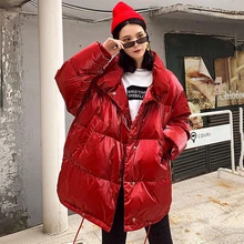 Красная женская зимняя куртка, пальто, парка для женщин, свободная модная уличная верхняя одежда, Большие теплые пальто, Chaqueta Mujer MY200
