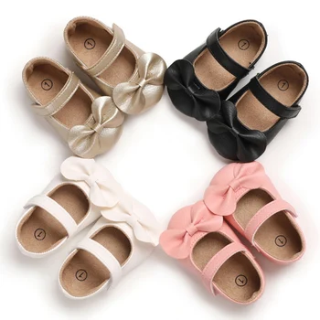 

Newborn Baby Girls Shoes PU Leather Non-slip Soled Toddler Shoes Spring Summer Baby Shoes Princess Girls First Walkers With Bow