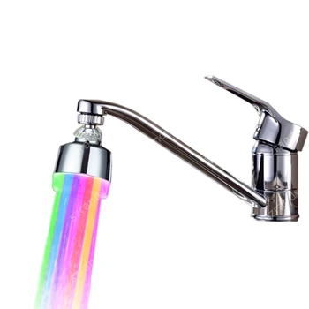 

360 degree rotating ABS Multi-color Kitchen Bathroom Water Glow LED Sink Tap Head Water Stream Spout LED Water Faucet Light