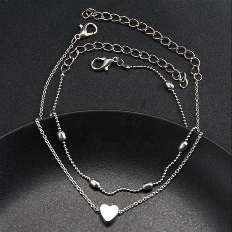 Female Heart Anklets Barefoot Crochet Sandals Foot Jewelry Ankle Foot Anklets Bracelets For Women Leg Chain ankle chains beads anklet silver anklet bracelet cubic zirconia anklet