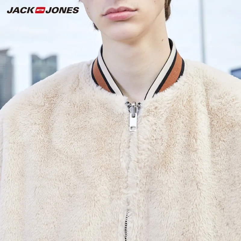 JackJones Мужская двухсторонняя бейсбольная куртка с воротником из ворсовой ткани 219309516