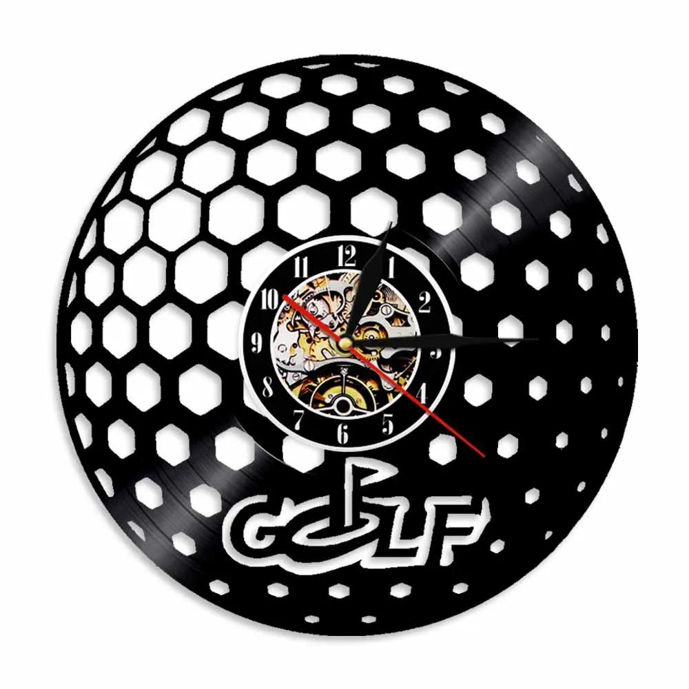 Without LED Мяч для гольфа настенные часы Glof Club винтажное настенное искусство Виниловая пластинка настенные часы для игры в гольф спортивная комната Настенный декор гольф Подарки для мужчин - Цвет: Without LED