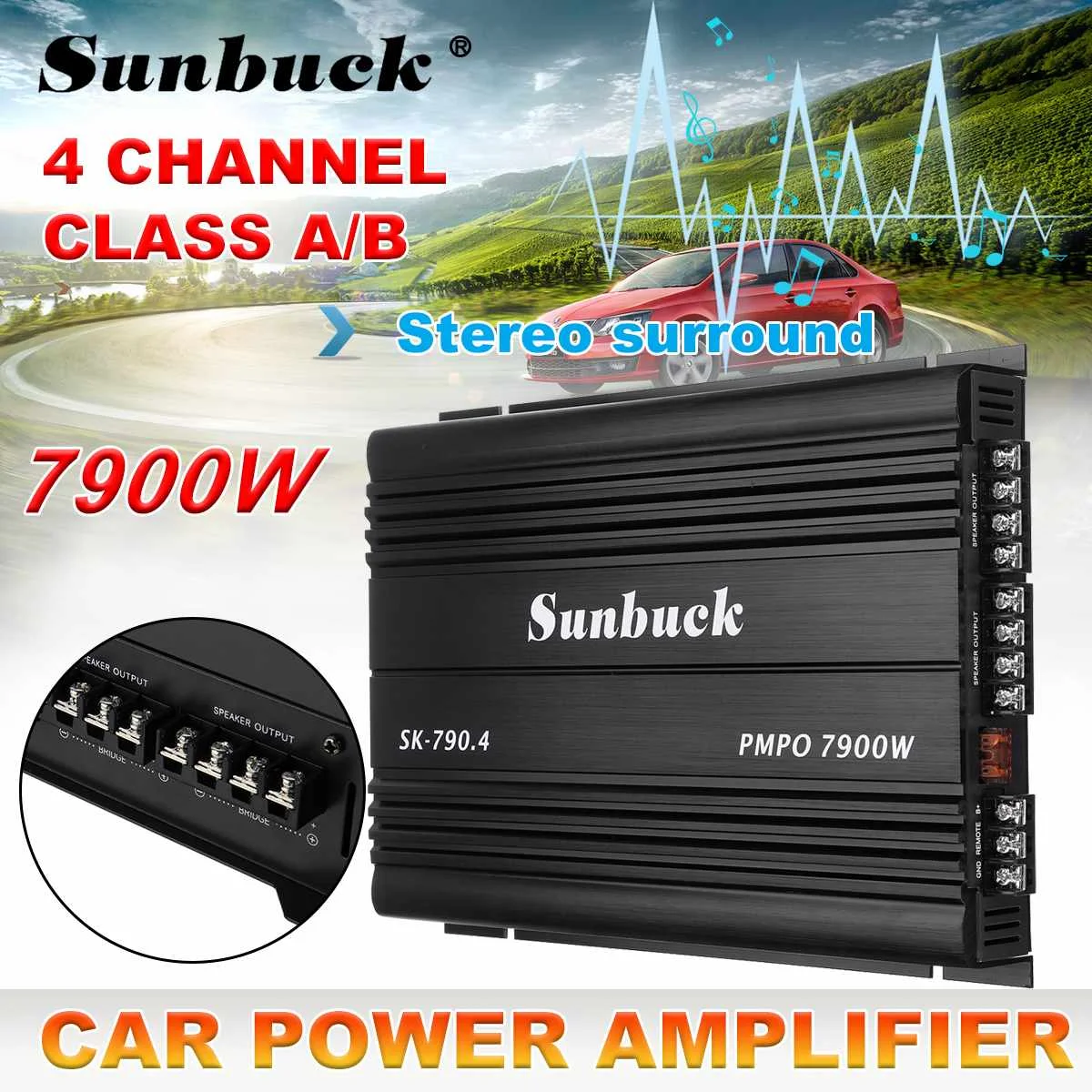 Amplificador de para coche, Subwoofer de 4 canales, 7900W, Sonido automático|Amplificadores - AliExpress
