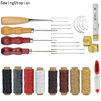 

30PCS Leather Craft Punch Tools Kit SET Stitching Carving Working Sewing Thimble Scissors Leather Craft Tools Set Kit Tool