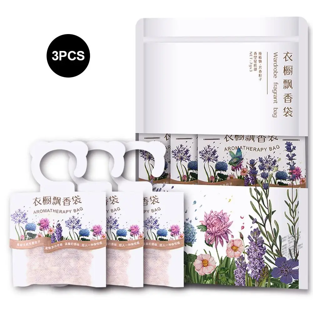 3Pcs Lavender Scented Sachets Natural Smell Incense Air Fresh Scent Bag Odor Remove Fragrant Bags For Drawer Closet Car