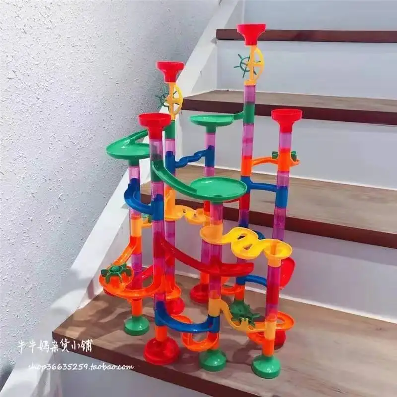 109 шт DIY Строительная труба, блоки для детей, Шариковая цепь, мраморный гоночный лабиринт, строительные блоки, игрушки развивающие игрушки