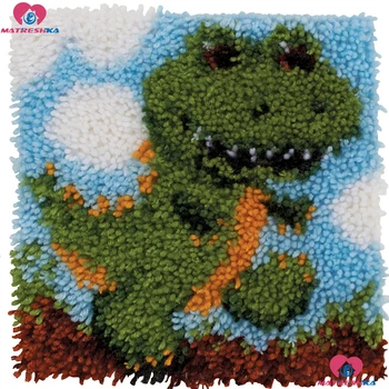 

Diy Latch Hook kits Pillow dinosaur Handmade Printed Canvas Cushion Latch Hook Rug Kits DIY Needlework Unfinished accessories