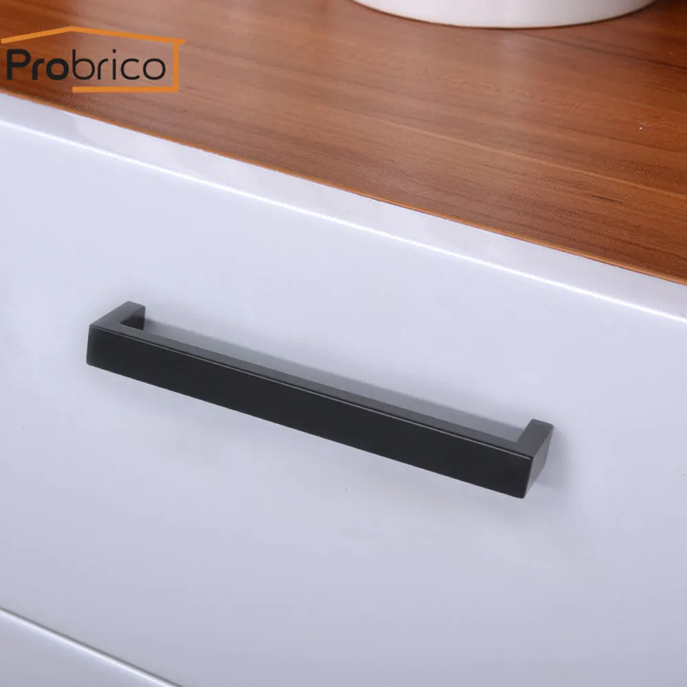 Probrico матовые черные ручки шкафа и из нержавеющей стали кухонные для буфета