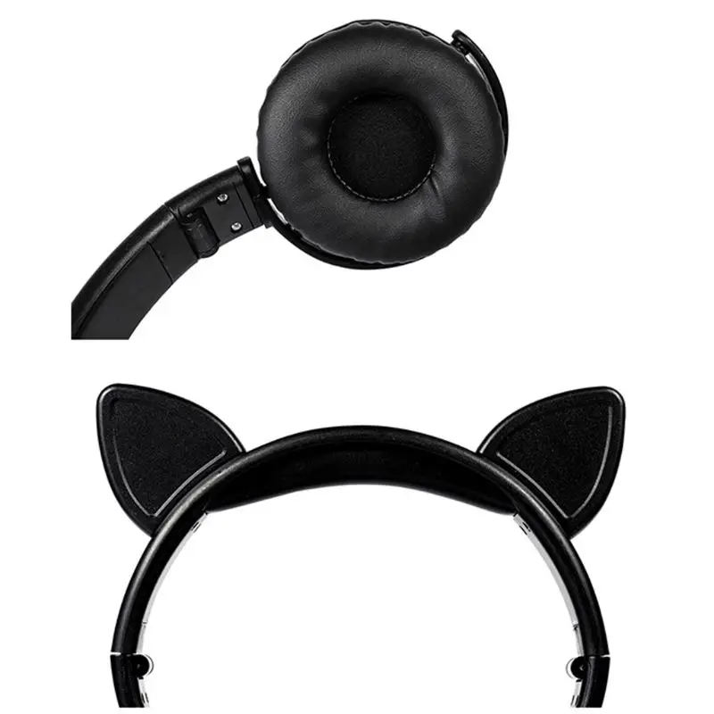 Girls Cat Ear Headset Quicksand Decor Music Sports Headphones for Kids Gifts