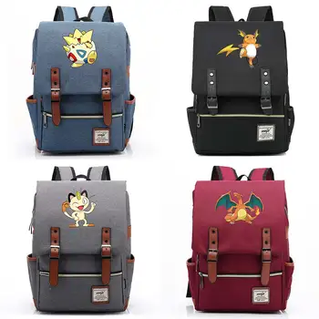 

B1809 Fashion New Cartoon Cute Cokemon Buckle Children School bag Teenagers Student Schoolbags Women Bagpack Men Backpack