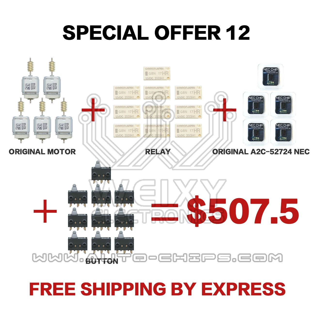 5PCS orginal motor + 10PCS relay +5PCS original A2C-52724 NEC button | Автомобили и мотоциклы