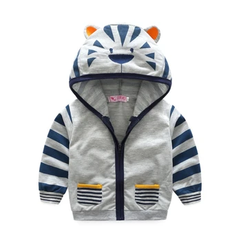 

Spring Autumn Children's Outwear Jacket Baby Girls Boys Cartoon Tiger Hat Zip Cute Coats Jacket