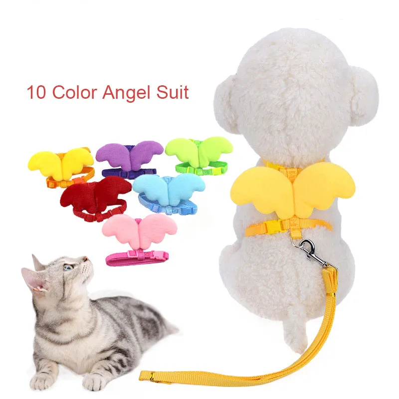 Cute Angel Pet Cat Harness and Leash Set for Small Dogs Cat Kitten