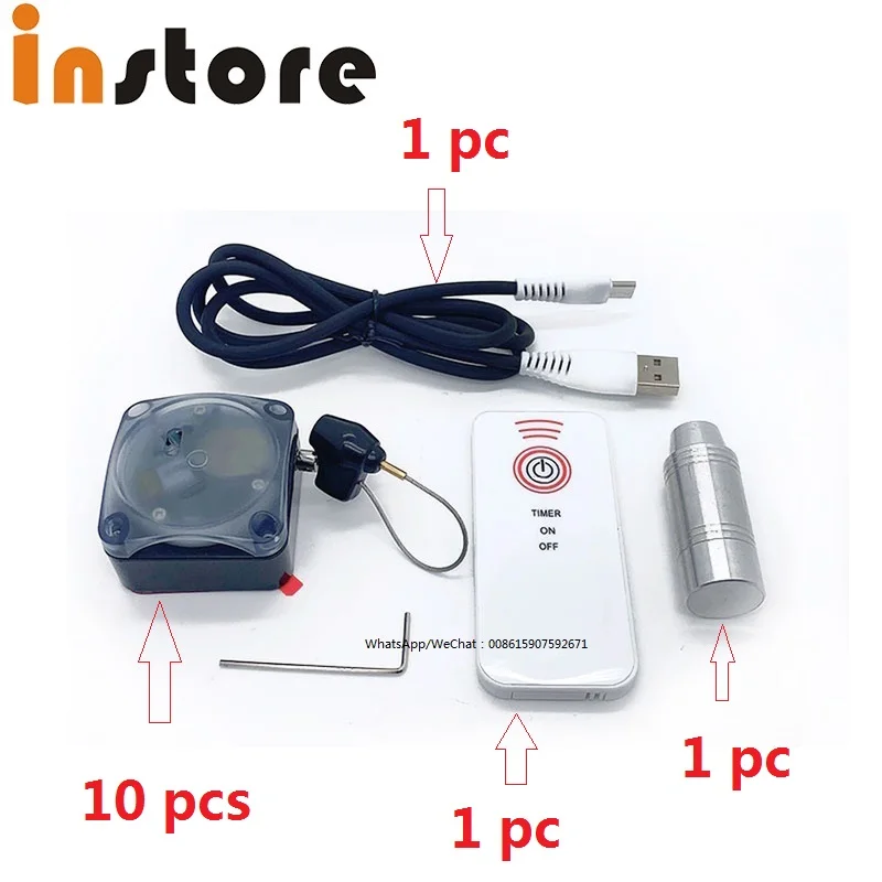 10 Pcs Retractable Steel Cable Alarm Pull Box Telescopic Security Wire For Shopping Mall Bag Shoes Hats Multi-Function Anti-Lost