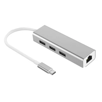 

USB 3.1 Type C to RJ45 Hub 10/100Mbps Ethernet USB 3.0 Network Card Lan Adapter