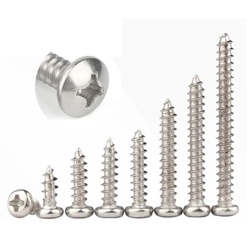 

10/55pcs M1 M1.2 M1.4 M1.7 M2.2 M2.6 M3 M4 M5 M6 Mini 304 stainless steel Cross Phillips Pan Round Head Self tapping Wood Screw